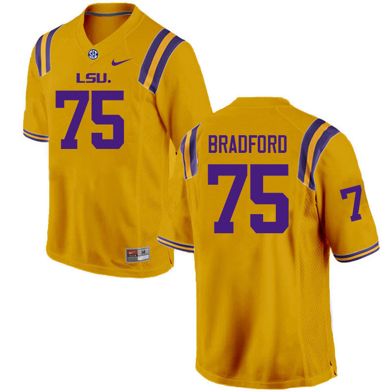LSU Tigers #75 Anthony Bradford College Football Jerseys Stitched Sale-Gold